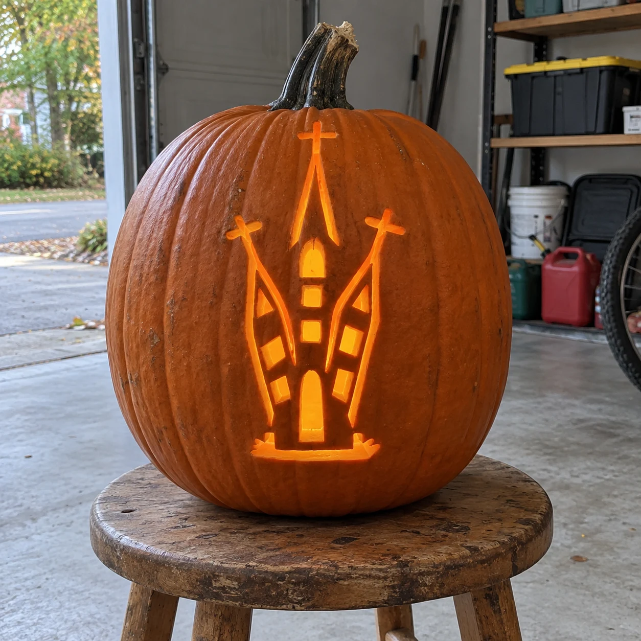 Haunted Church Pumpkin Stencil preview