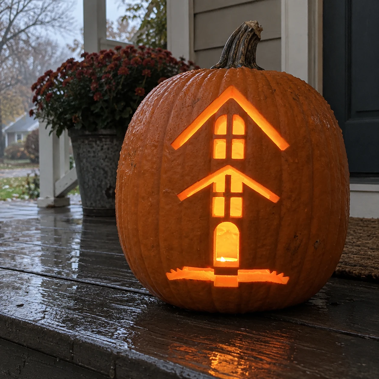 Haunted House Pumpkin Stencil preview