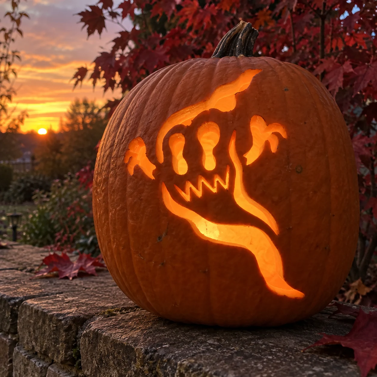 Grinning Ghost Pumpkin Stencil preview