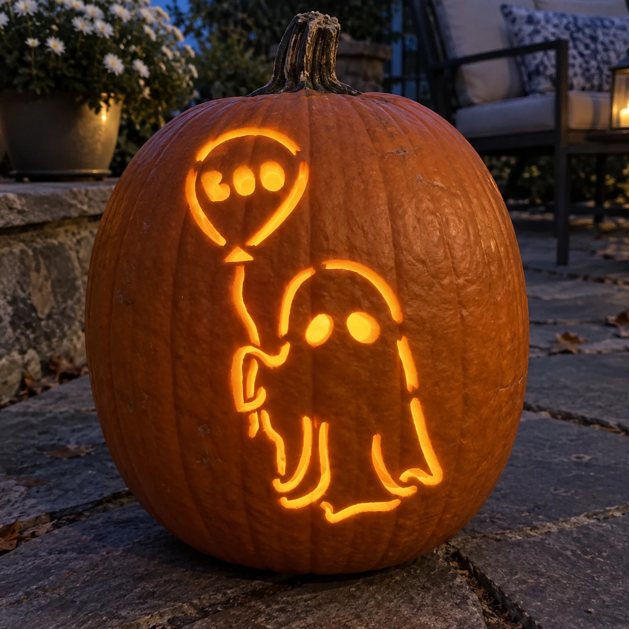 Ghost with BOO Balloon Pumpkin Stencil preview