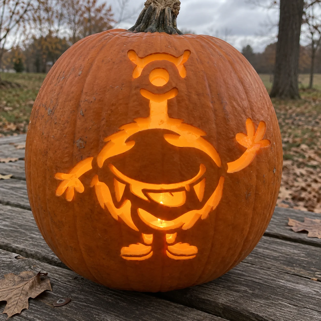 One-Eyed Furry Monster Pumpkin Stencil preview