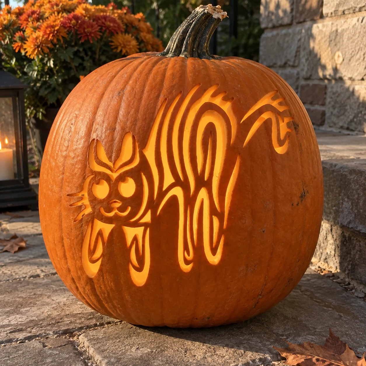 Arched Black Cat Pumpkin Stencil preview