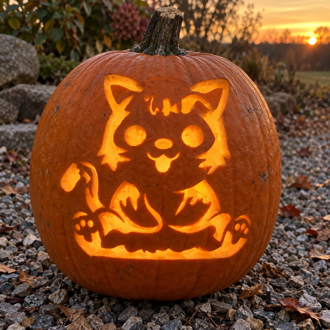 Fluffy Kitten Pumpkin Stencil preview