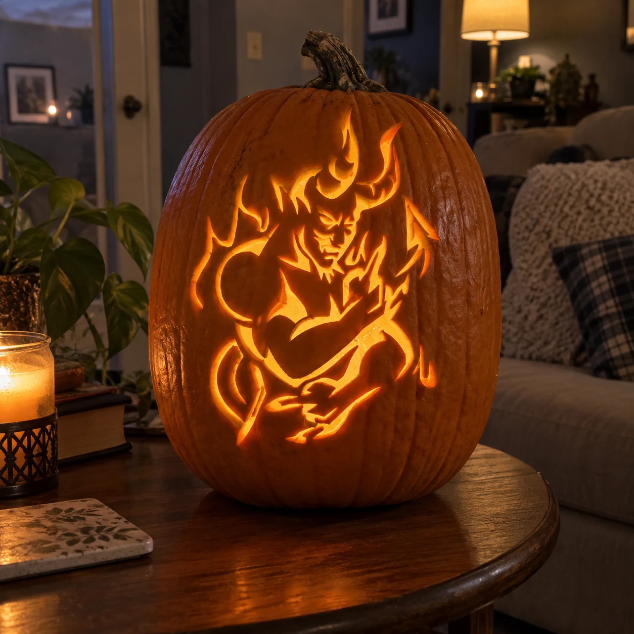 Devil in Flames Pumpkin Stencil preview