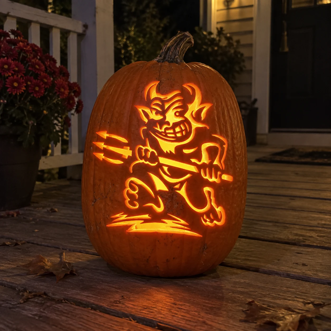 Devil with Trident Pumpkin Stencil preview