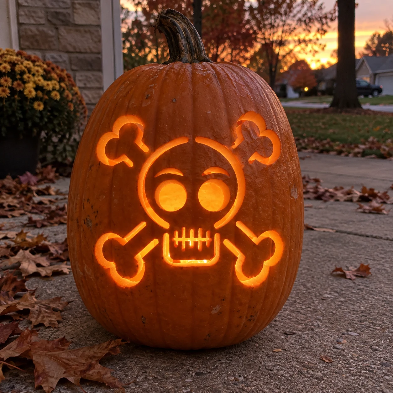 Skull and Crossbones Pumpkin Stencil preview