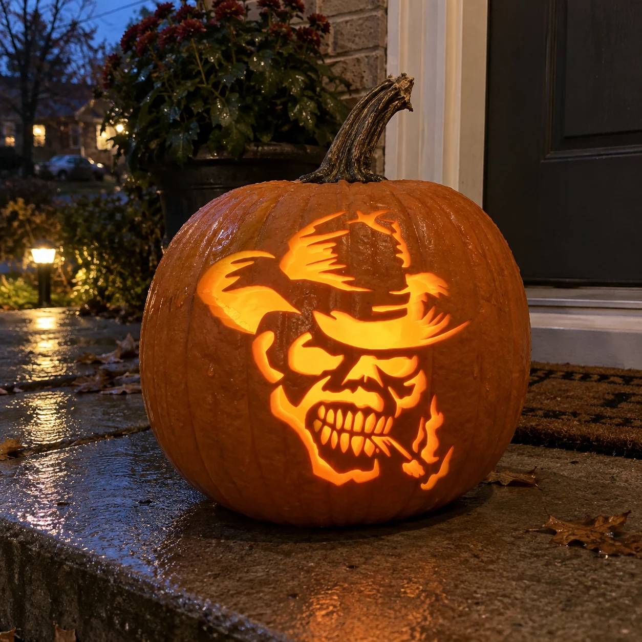 Cowboy Skull Pumpkin Stencil preview