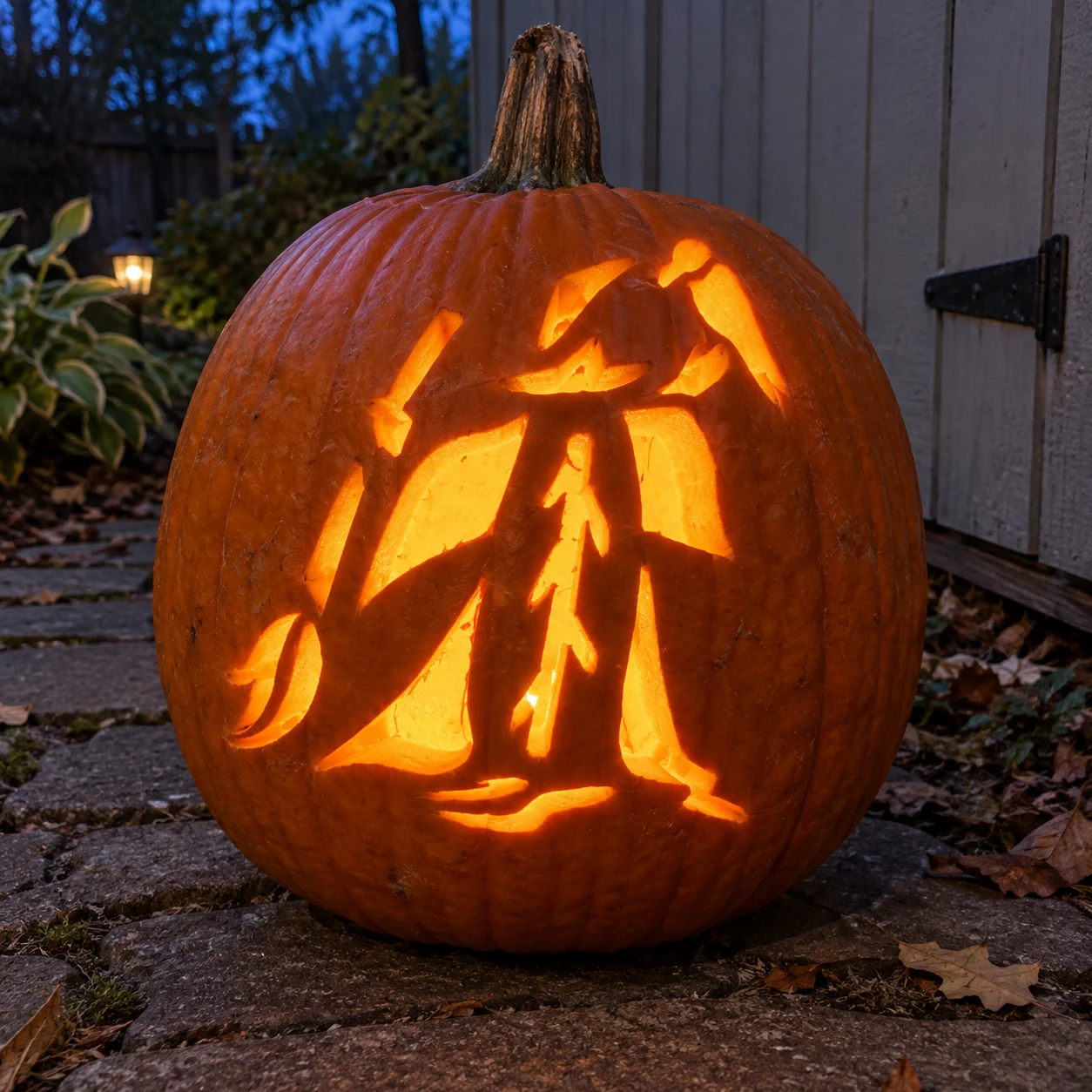 Witch Silhouette Pumpkin Stencil preview