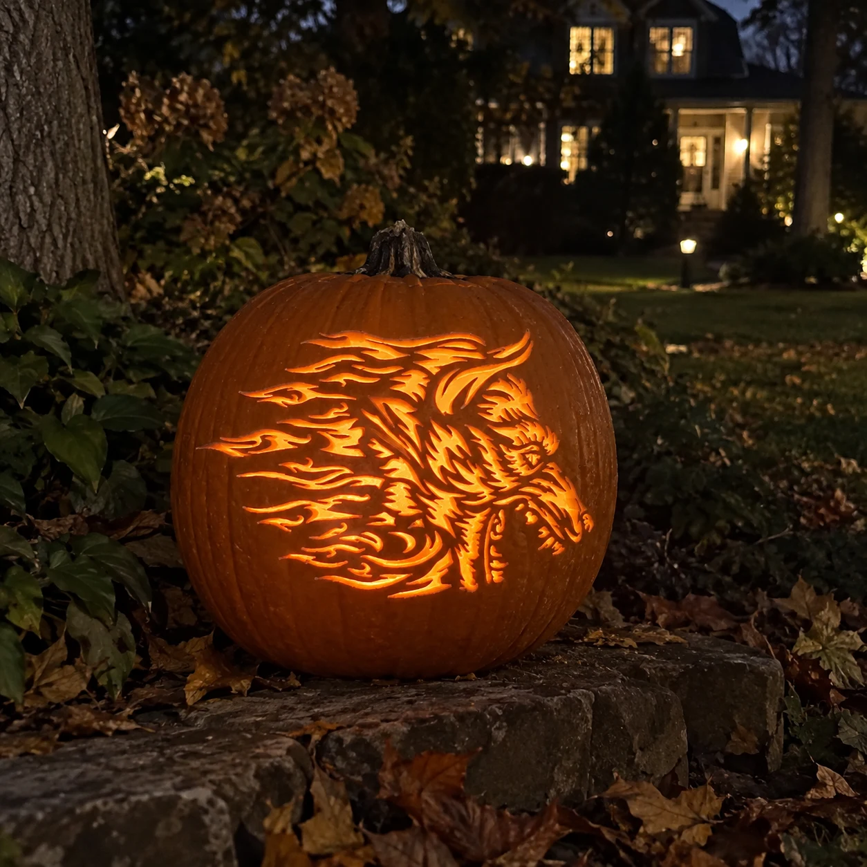 Flame Werewolf Pumpkin Stencil preview