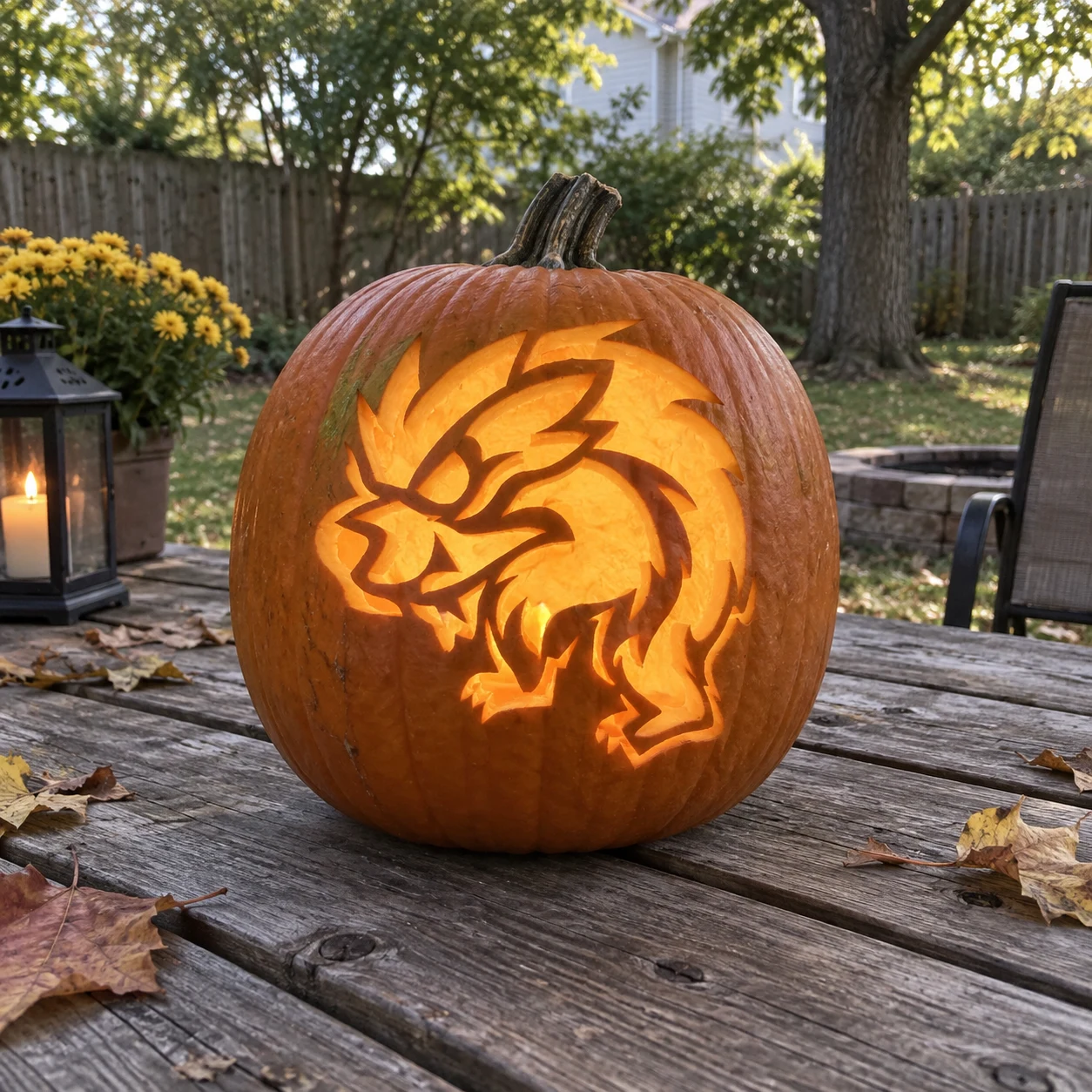 Crouching Werewolf Pumpkin Stencil preview