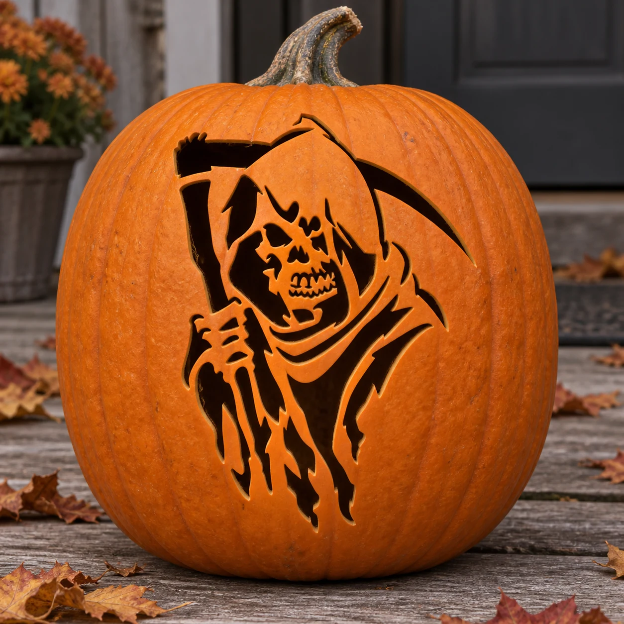 Grim Reaper with Scythe Pumpkin Stencil preview