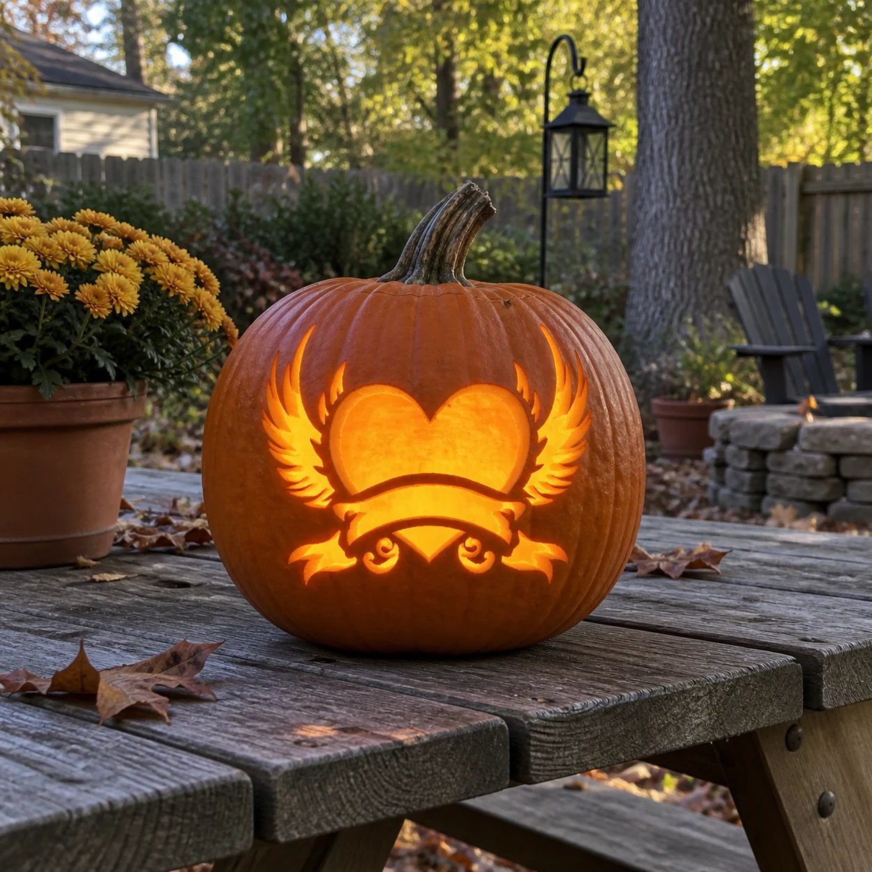 Winged Heart Pumpkin Stencil preview