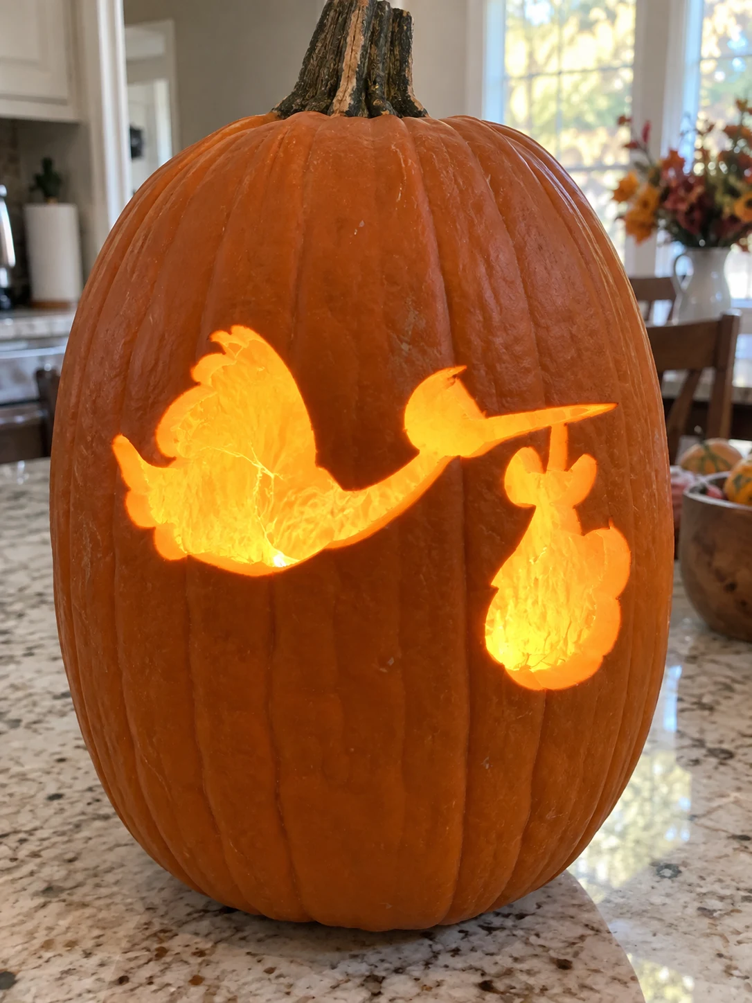 Stork with Baby Pumpkin Stencil preview