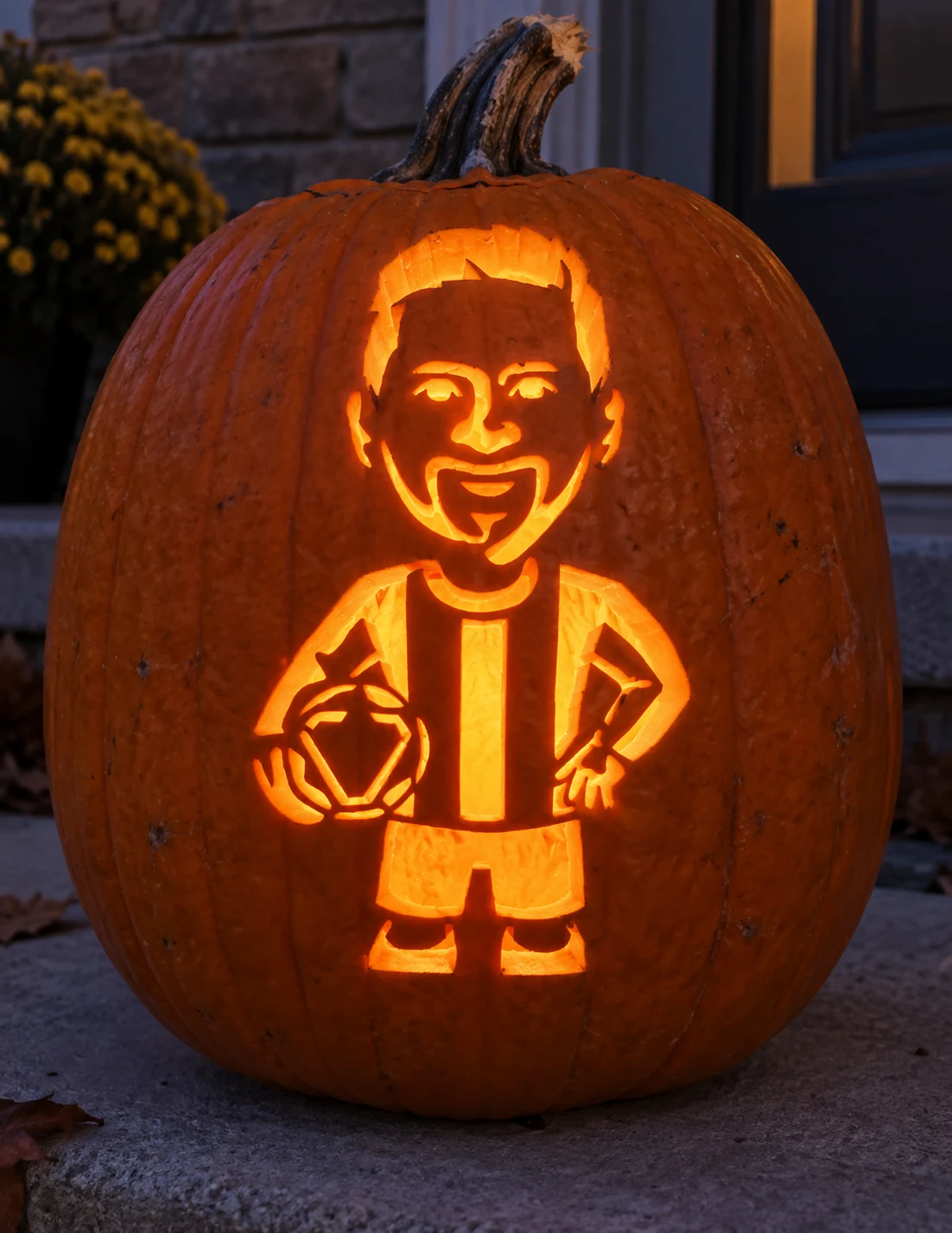 Soccer Player Pumpkin Stencil preview
