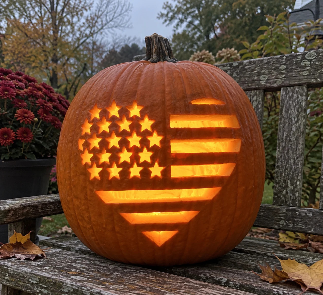 American Flag Heart Pumpkin Stencil preview