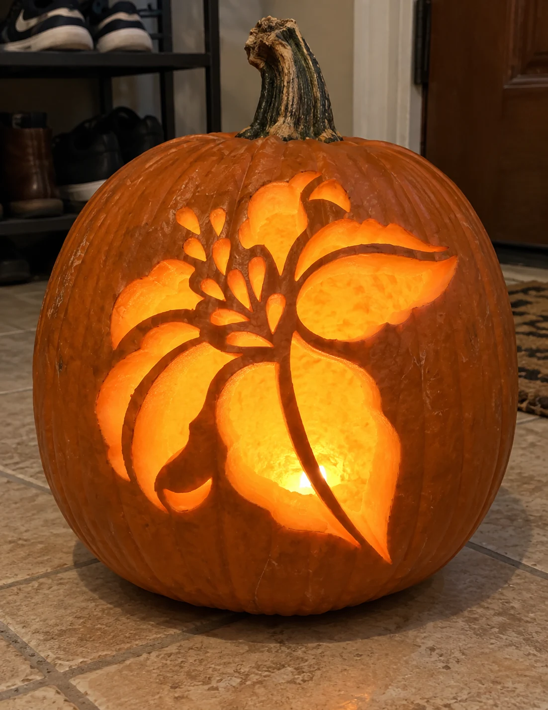 Lily Flower Pumpkin Stencil preview