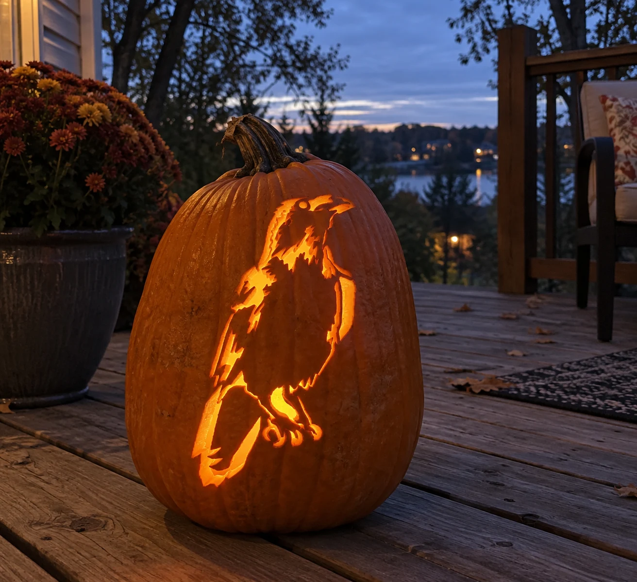 Perched Raven Pumpkin Stencil preview