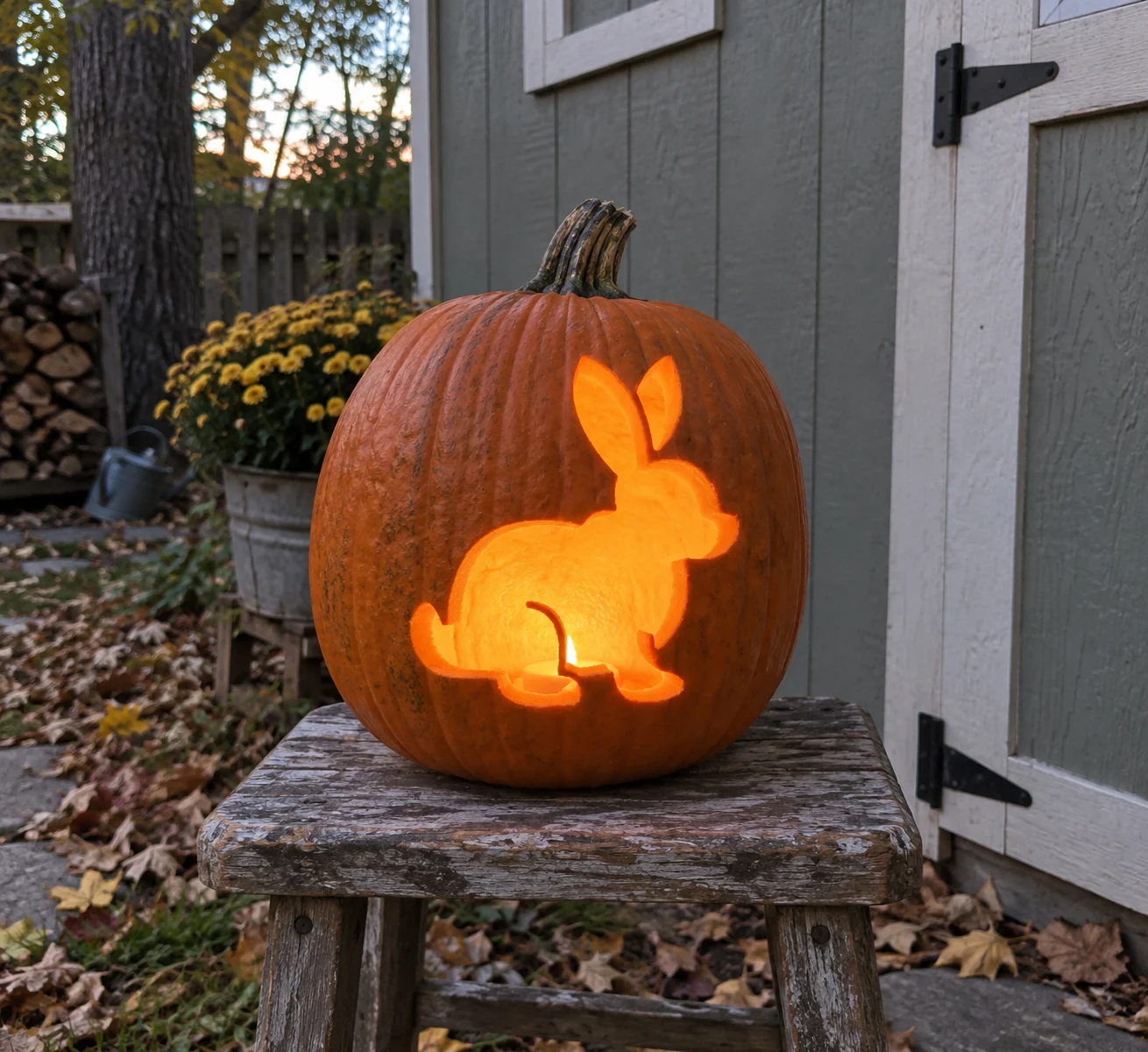 Sitting Bunny Pumpkin Stencil preview