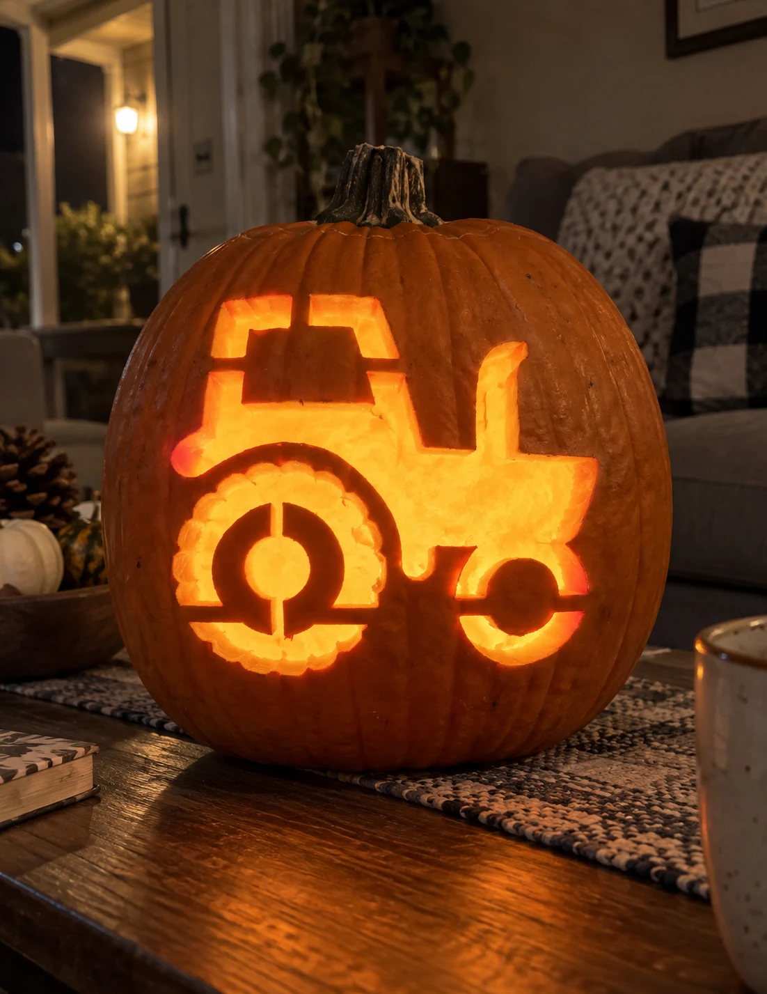 Farm Tractor Pumpkin Stencil preview