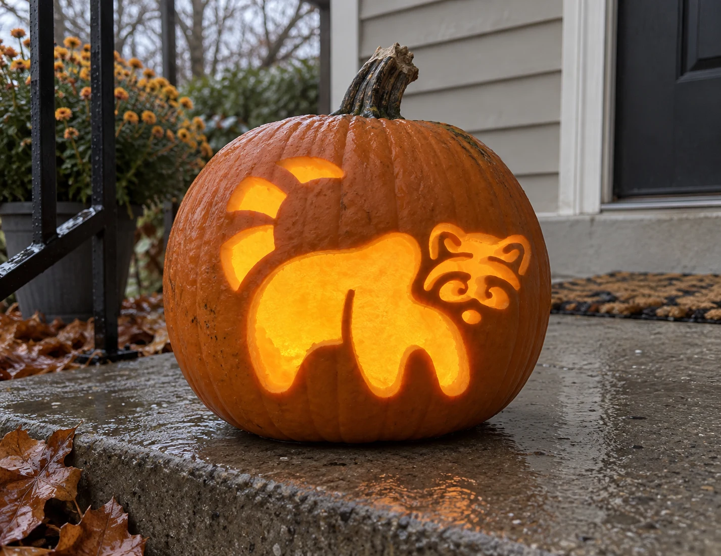 Raccoon Pumpkin Stencil preview