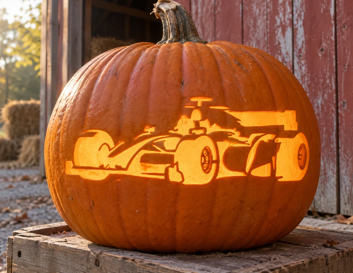 Formula Race Car Pumpkin Stencil preview