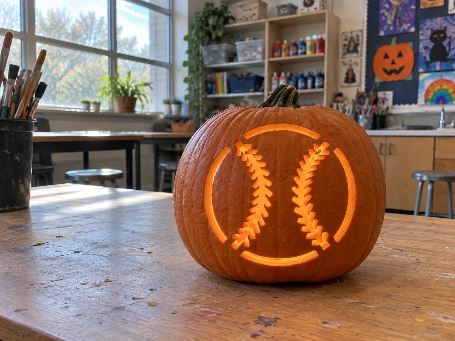 Baseball Pumpkin Stencil preview