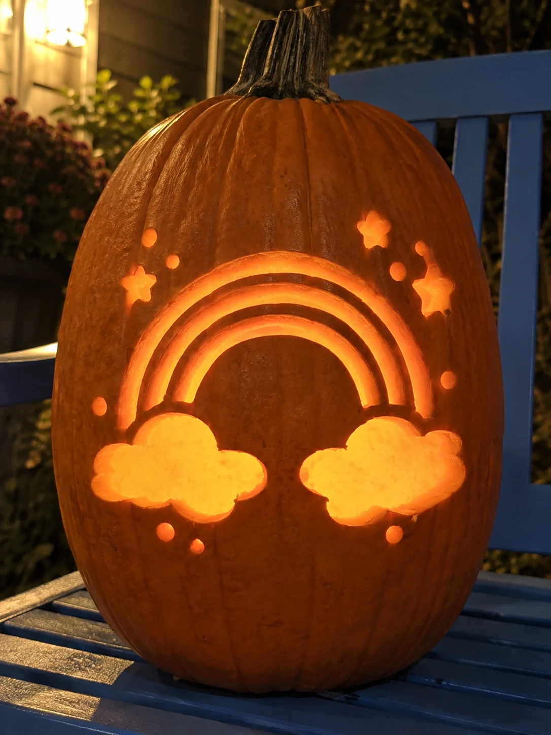 Rainbow and Clouds Pumpkin Stencil preview