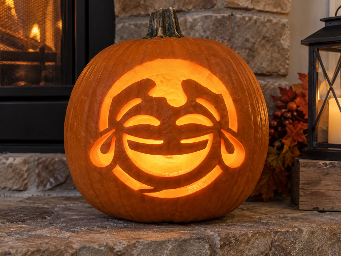 Tears of Joy Emoji Pumpkin Stencil preview