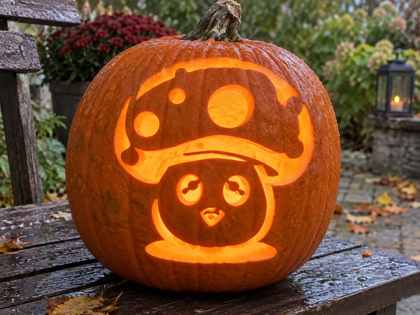 Kawaii Mushroom Pumpkin Stencil preview