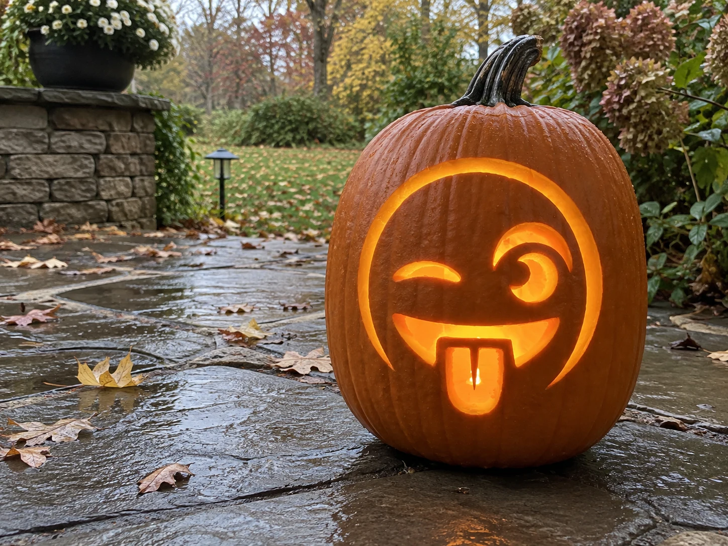 Winking Face Emoji Pumpkin Stencil preview