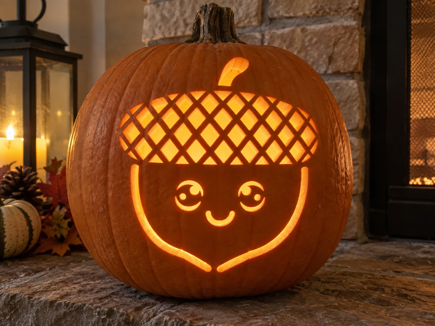 Kawaii Acorn Pumpkin Stencil preview