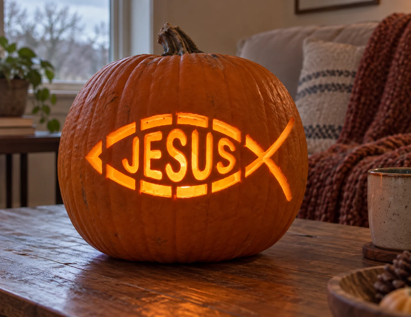 Jesus Fish Pumpkin Stencil preview