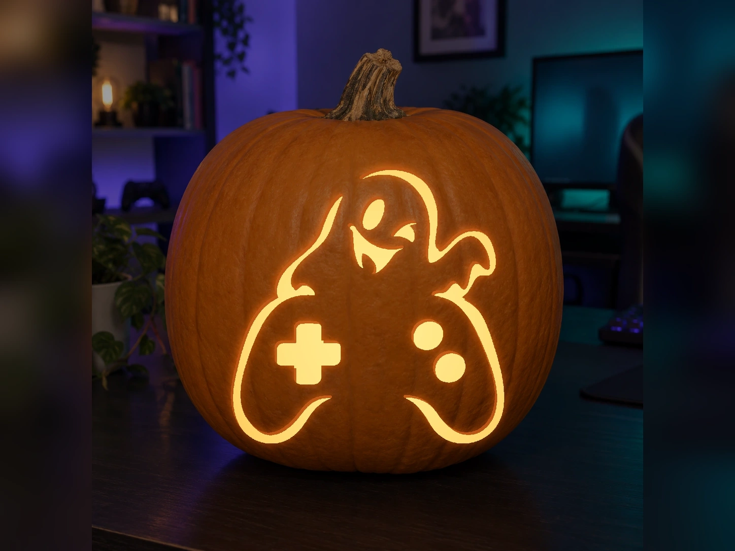 Haunted Controller Pumpkin Stencil | Free Printable PDF ...